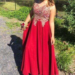 Red & Gold Prom Dress